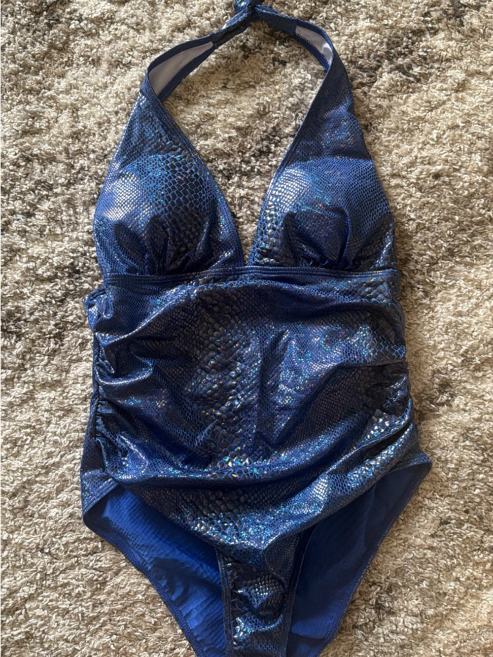 Women’s Shimmer Halter One-Piece Swimsuit - Blue